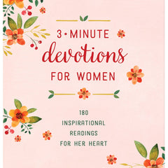 Book cover of '3-Minute Devotions for Women' with floral design on a pink background
