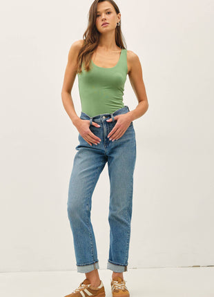NEW SHADE[SOFT CORE] BASIC SCOOP NECK TANK: CHOCOLATE MILK / L