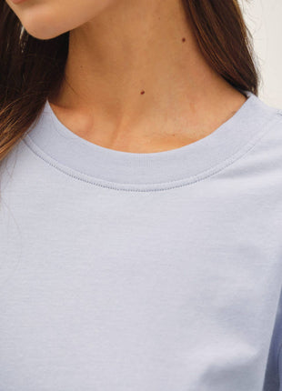 GARMENT WASHED COTTON LONG SLEEVE BASIC TOP: Black / L