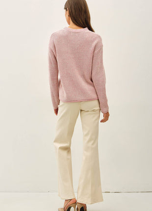 [NEW COLOR]CHUNKY ACID WASH  KNIT SWEATER: Pink / M