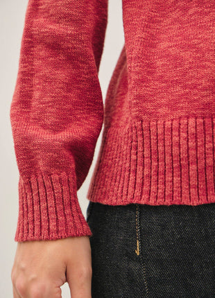[NEW SHADE]RAGLAN SLEEVE SLUB PULLOVER SWEATER: BRICK RED / L