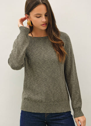 [NEW SHADE]RAGLAN SLEEVE SLUB PULLOVER SWEATER: BRICK RED / M