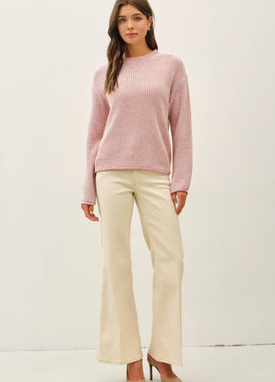 [NEW COLOR]CHUNKY ACID WASH  KNIT SWEATER: Pink / L