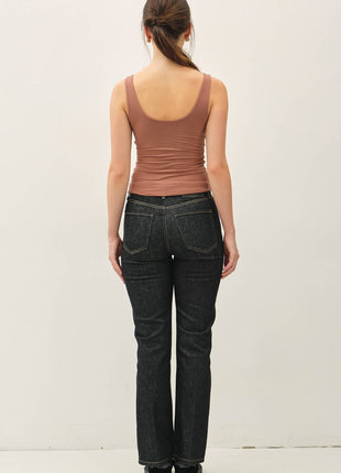 NEW SHADE[SOFT CORE] BASIC SCOOP NECK TANK: CHOCOLATE MILK / L