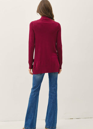 COTTON BLEND KNIT OPEN FRONT CARDIGAN : Black / S