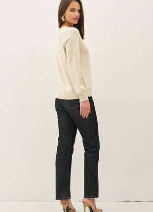 [NEW SHADE]RAGLAN SLEEVE SLUB PULLOVER SWEATER: OFF WHITE / S