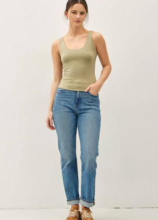 NEW SHADE[SOFT CORE] BASIC SCOOP NECK TANK: CHOCOLATE MILK / M