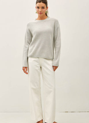 [NEW COLOR]CHUNKY ACID WASH  KNIT SWEATER: Pink / M