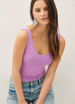 NEW SHADE[SOFT CORE] BASIC SCOOP NECK TANK: CHOCOLATE MILK / L