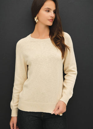 [NEW SHADE]RAGLAN SLEEVE SLUB PULLOVER SWEATER: OFF WHITE / L
