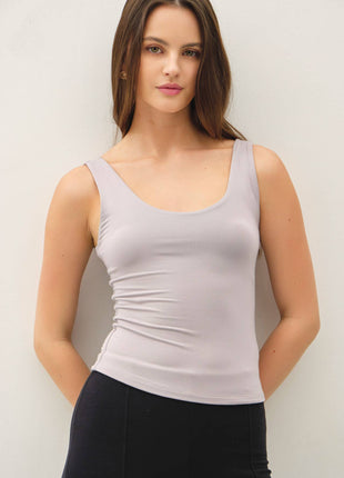 NEW SHADE[SOFT CORE] BASIC SCOOP NECK TANK: CHOCOLATE MILK / M