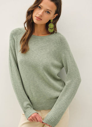 [NEW SHADE]RAGLAN SLEEVE SLUB PULLOVER SWEATER: BRICK RED / S