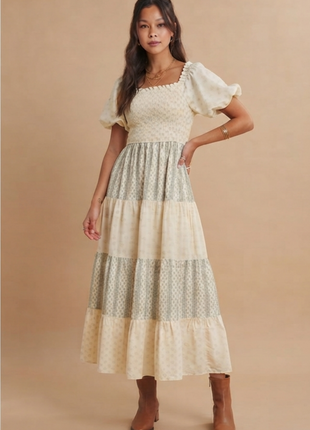 Cotton smocked midi dress