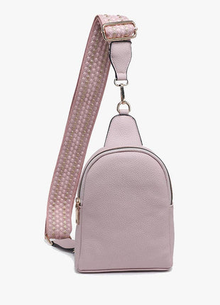 Dusty Pink backpack with a strap on a white background