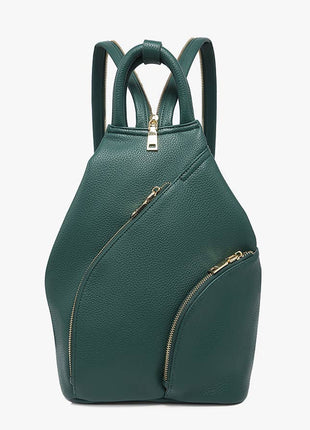 Green backpack on a white background