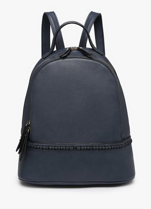 Navy blue backpack on a white background