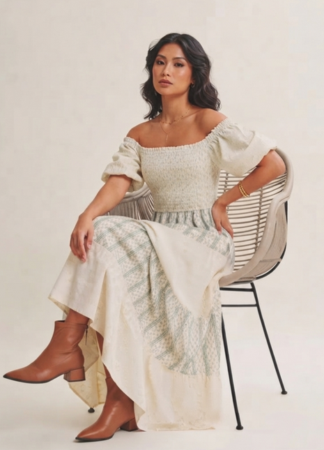 Cute modest midi dress for woman