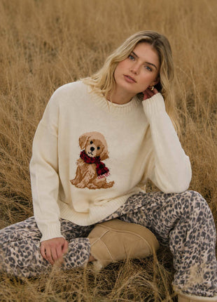 Sweatshirt with doggy motif ivory