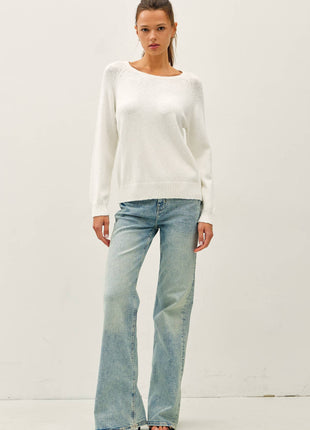 [NEW SHADE]RAGLAN SLEEVE SLUB PULLOVER SWEATER: BRICK RED / M