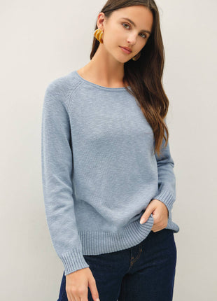 [NEW SHADE]RAGLAN SLEEVE SLUB PULLOVER SWEATER: OFF WHITE / M