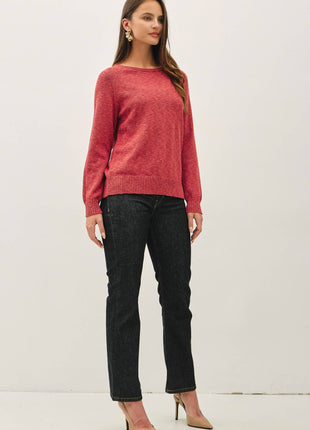 [NEW SHADE]RAGLAN SLEEVE SLUB PULLOVER SWEATER: BRICK RED / S