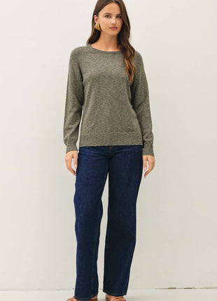[NEW SHADE]RAGLAN SLEEVE SLUB PULLOVER SWEATER: BRICK RED / L