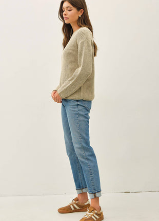 [NEW COLOR]CHUNKY ACID WASH  KNIT SWEATER: Pink / M