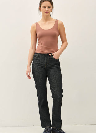 NEW SHADE[SOFT CORE] BASIC SCOOP NECK TANK: CHOCOLATE MILK / M