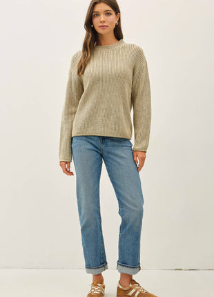 [NEW COLOR]CHUNKY ACID WASH  KNIT SWEATER: Pink / M