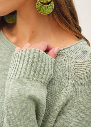[NEW SHADE]RAGLAN SLEEVE SLUB PULLOVER SWEATER: OFF WHITE / M