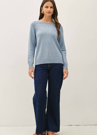 [NEW SHADE]RAGLAN SLEEVE SLUB PULLOVER SWEATER: OFF WHITE / L