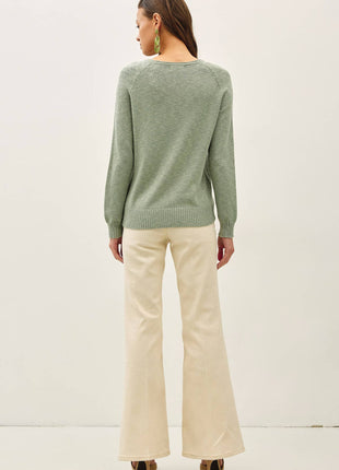 [NEW SHADE]RAGLAN SLEEVE SLUB PULLOVER SWEATER: OFF WHITE / S